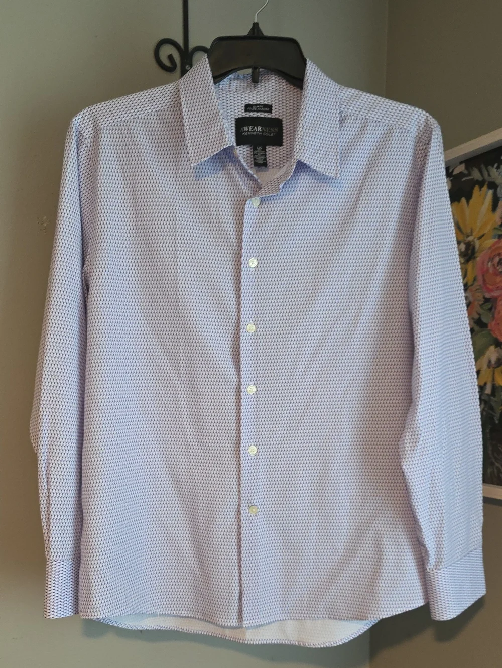 Kenneth Cole Men's Micro-Pattern Dress Shirt Size Large